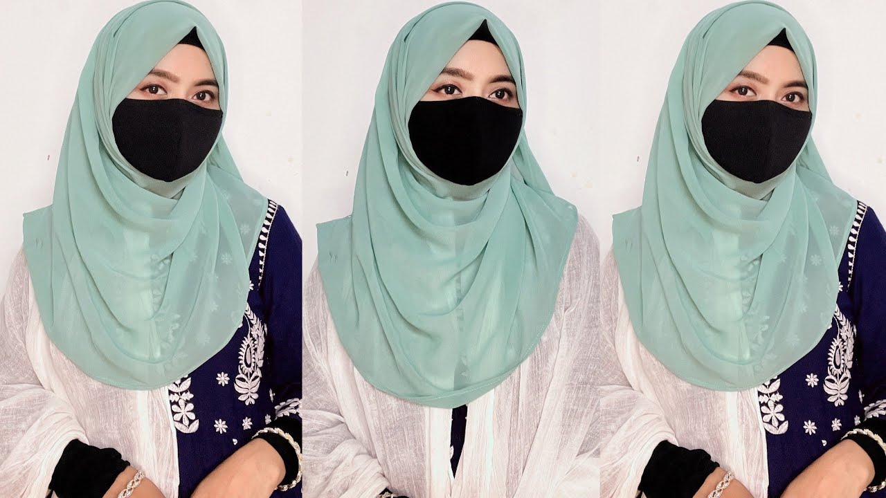Cute & Easy School Hijab 🌸 Tutorial With Mask | Simple Hijab Styles For School College Girls |