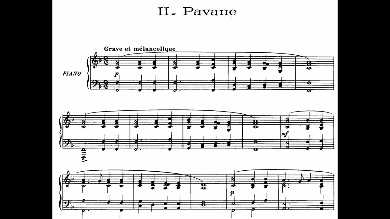 Poulenc - Pavane (extrait Suite Française d'après Gervaise) - Piano + Partition