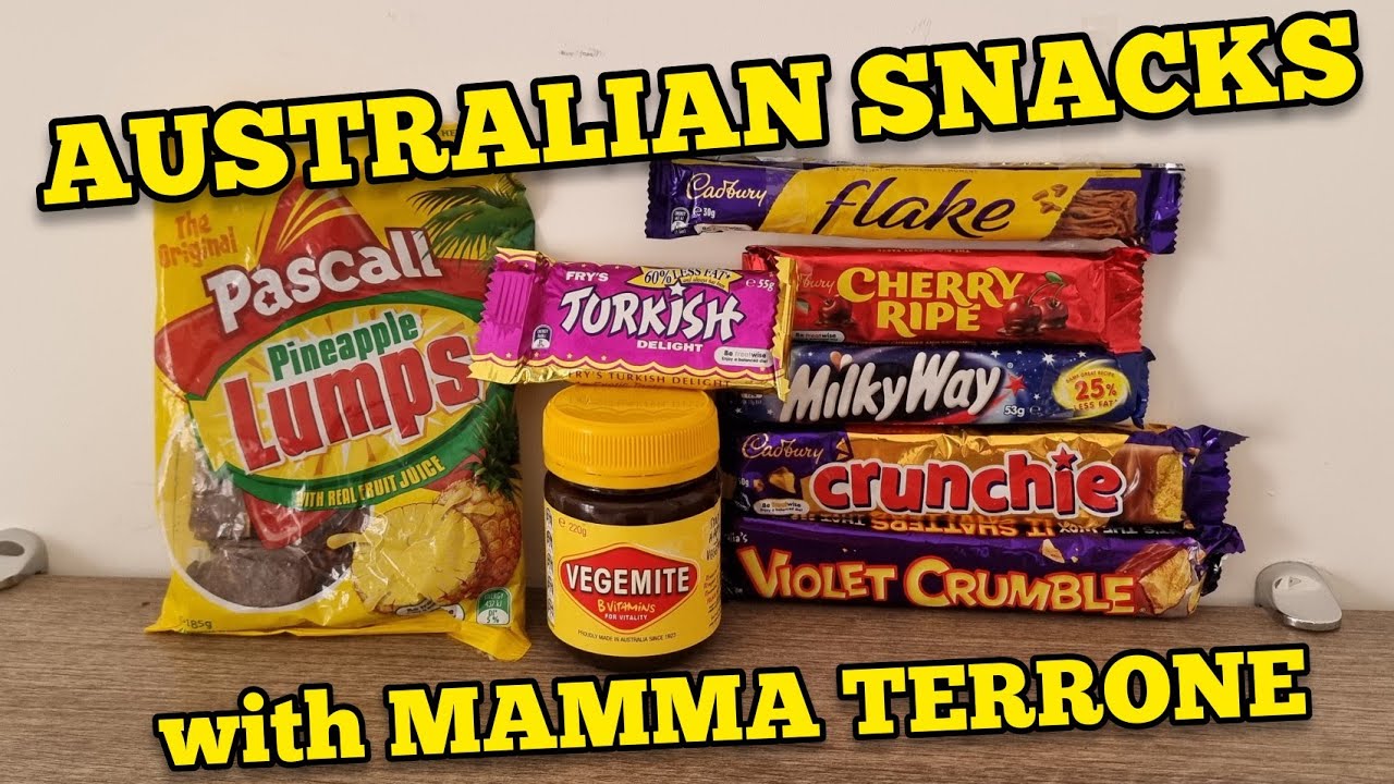 prodotti tipici AUSTRALIANI con MAMMA TERRONE - Vegemite cherryripe flake crunchie turkish milkyway