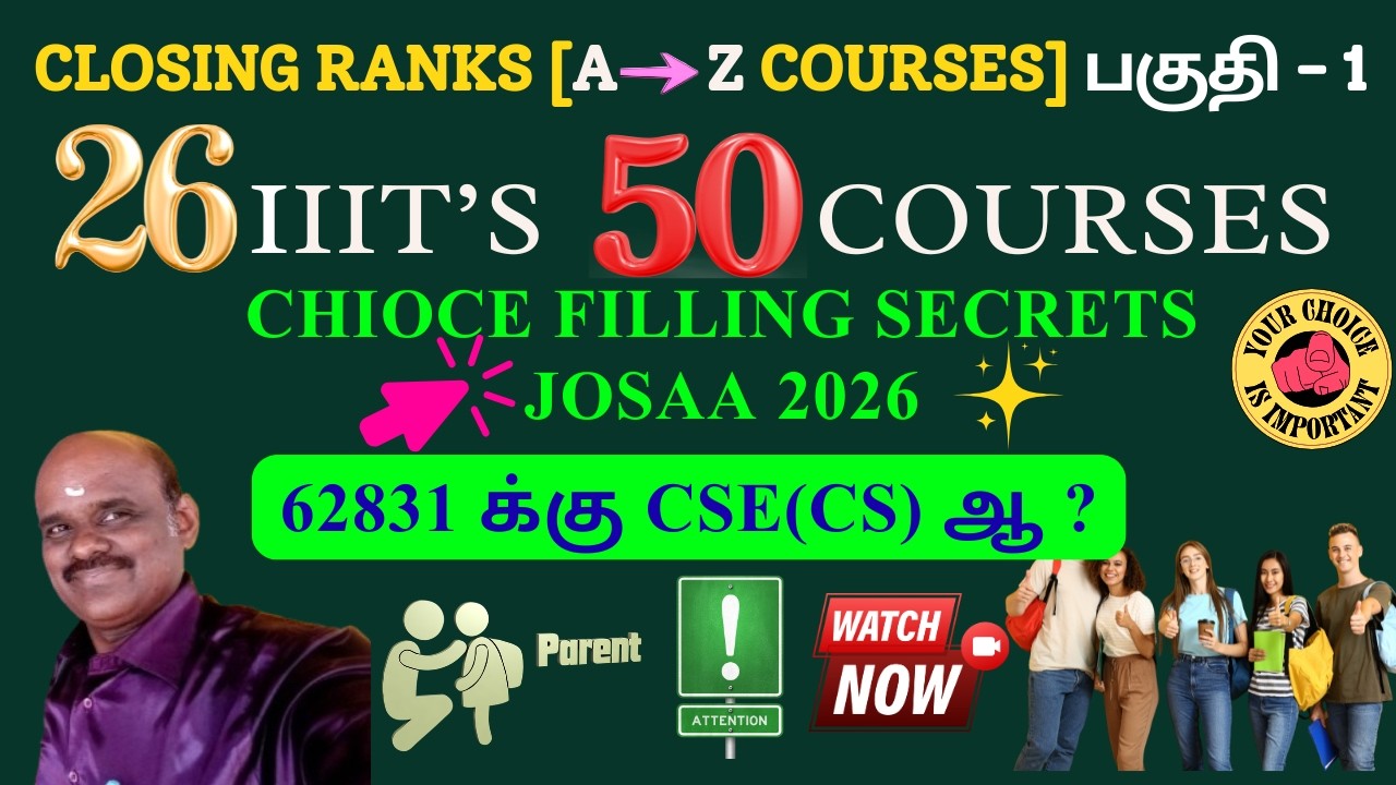 JoSAA 2026 | Closing Rank of All 26 IIITs : Part 1 | Branch-wise Cutoff Explained Tamil | Sai Solay