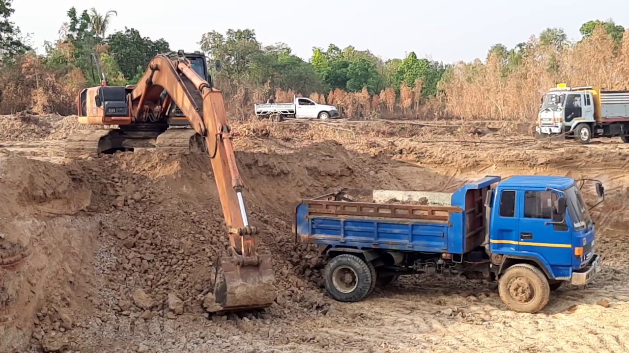 19700 ชั่วโมง ยังแรงไม่มีตก hitachi zx200-1 งานปากบ่อ ดั้มจัดหนัก excavator and truck EP.6579