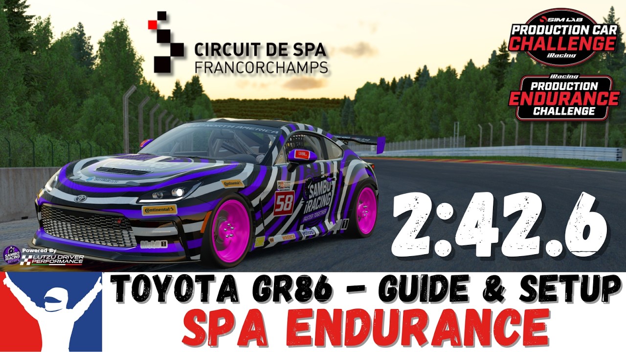 iRacing GR86 Spa Endurance Guide - 2:42.6 - Toyota GR86 Spa Endurance Track Guide