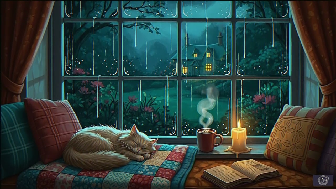 Rainy Dreams in the Secret Cottage ☕ 1950s Vintage Disney Style | Cozy Cat & Rainfall Ambience