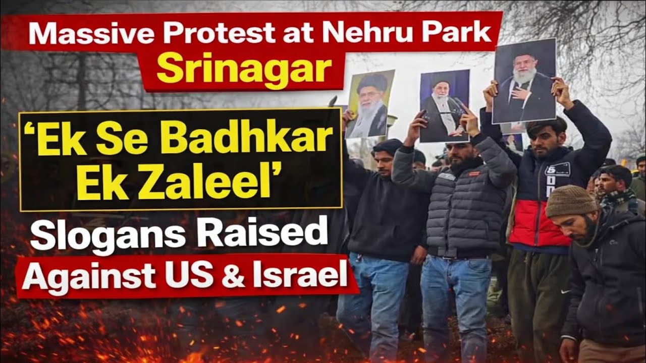 Massive Protest at Nehru Park Srinagar | Ek Se Badhkar Ek Zaleel Slogans Raised Against US & Israel 