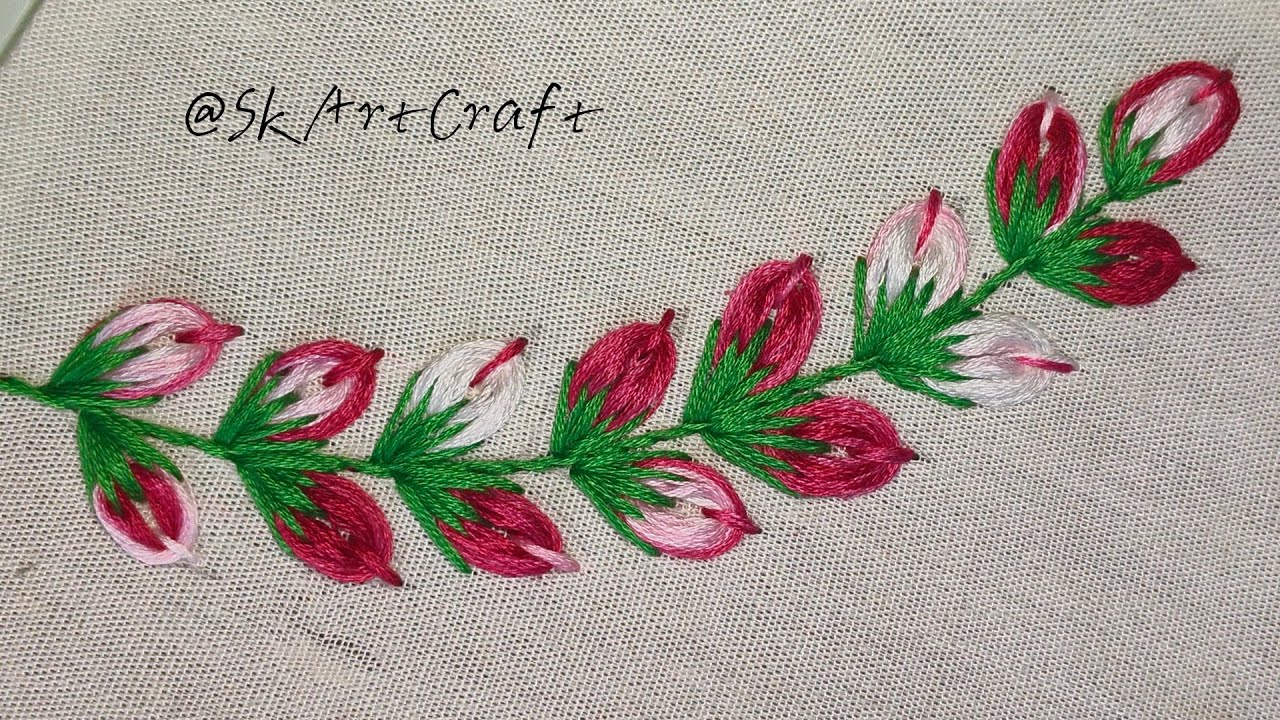 Beautiful embroidery design #embroidery #beginnersstitch #handmade #handwork #crochet #sewing 