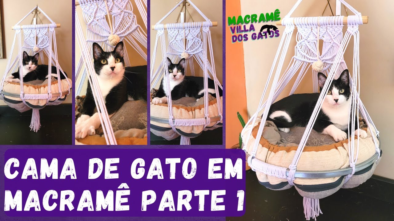 Tutorial - Cama de Gato em Macramê passo a passo - Cat bed macramé Trama simples - diy - PARTE 1