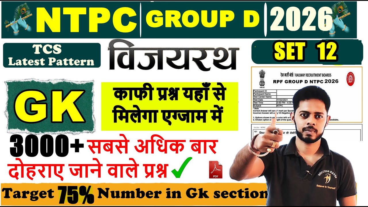 🚨RRB NTPC 2026|  Practice set 12| NTPC GK Preparation Strategy | RRB NTPC 2025 GK PYQ | NTPC GK 2026