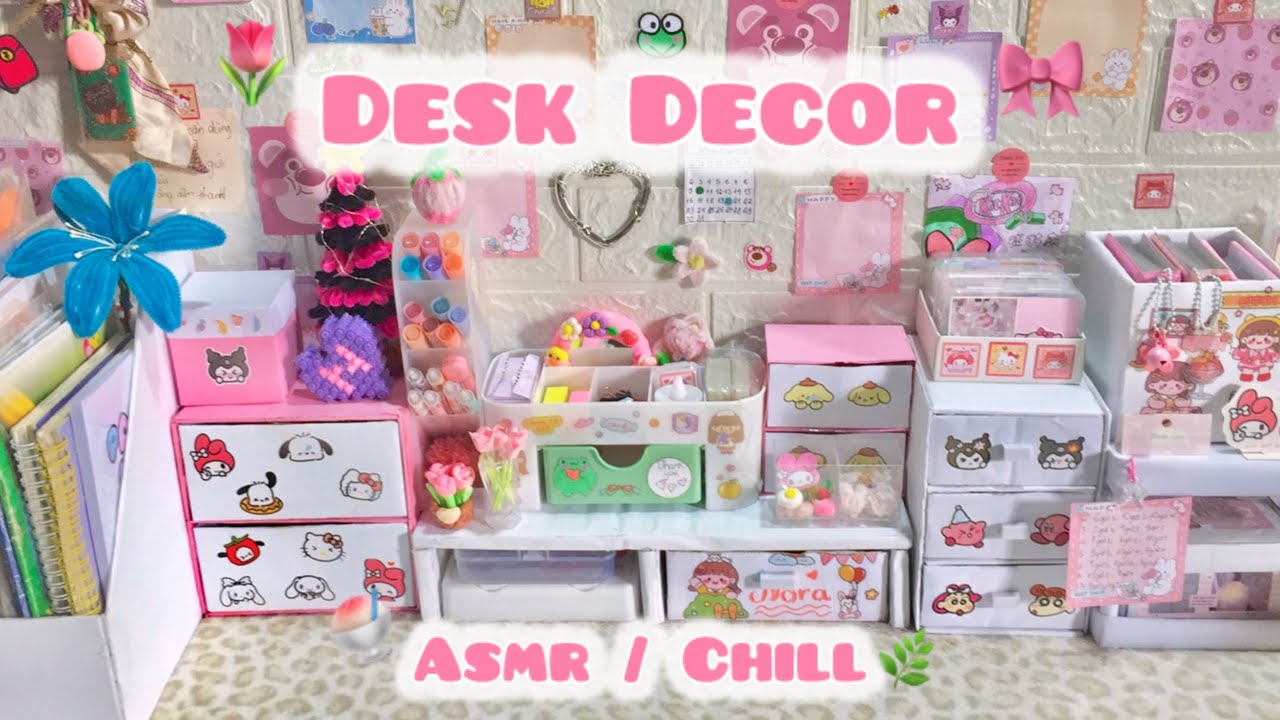 Desk Decor | Decor bàn học với tớ nha🎀 | đồ tớ decor tớ có chỉ cách làm trên kênh rùi ạ😘😘