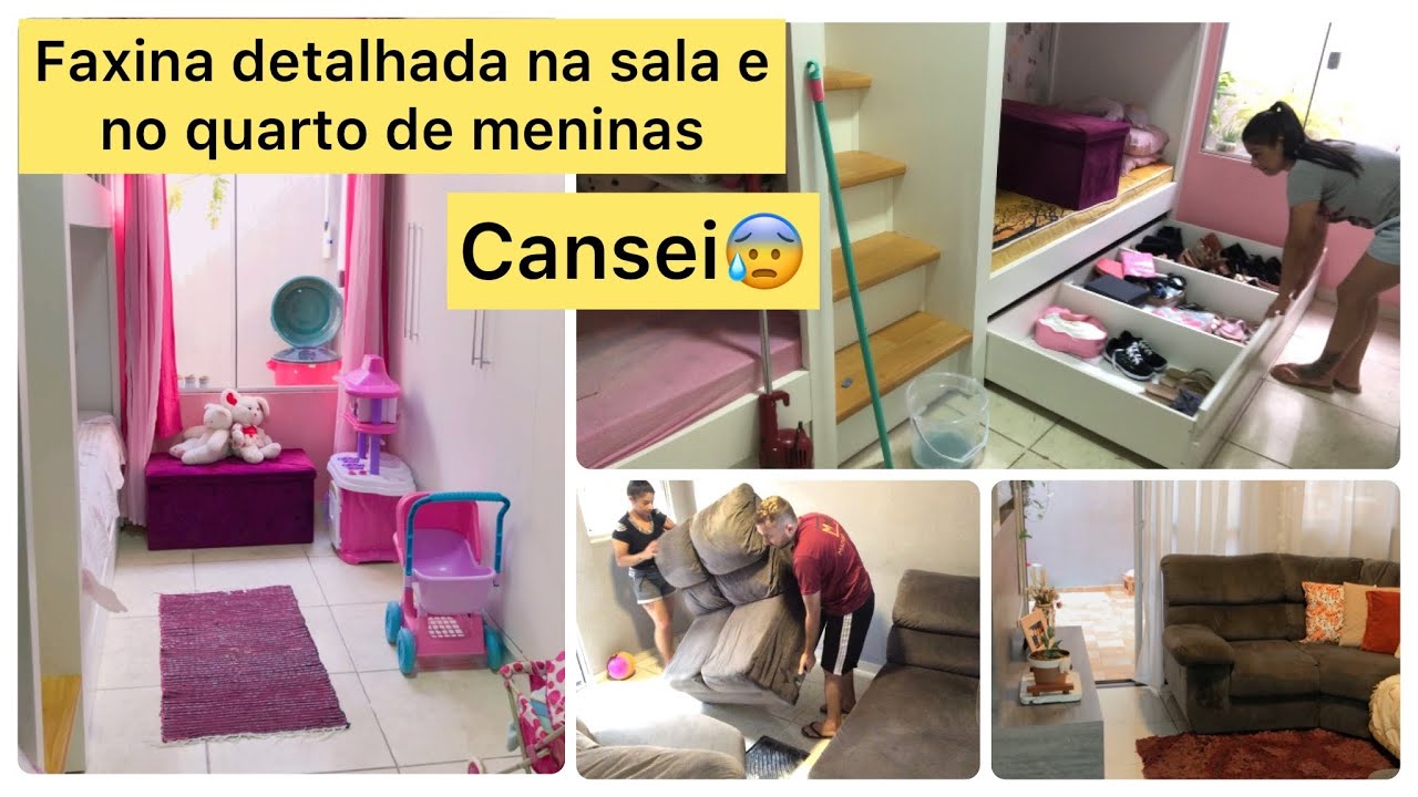 FAXINA DETALHADA DE FINAL DE ANO, na sala e no quarto das MENINAS 😰 Cansei