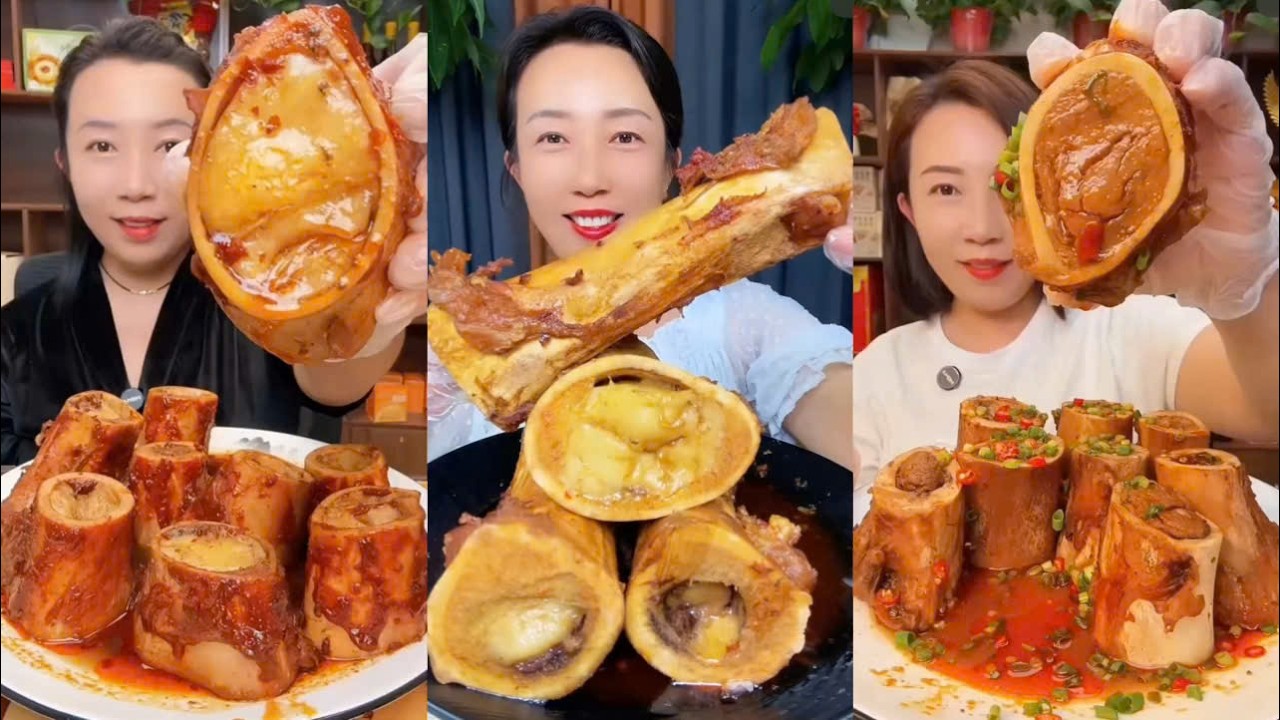 MUKBANG beef bone marrow ASMR  - The best of delicious Lien Huong food #1877