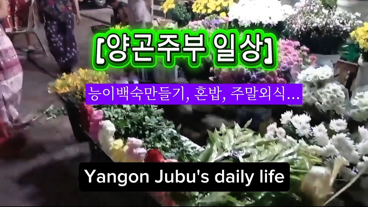 [양곤주부일상] 장보기, 능이버섯백숙만들기, 배추겉절이,혼밥하기, 동네 카페  #yangon #myanmar #daily #life #cafe kudos