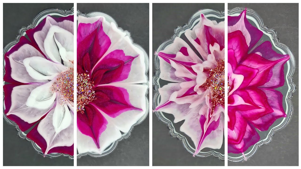 #315 Epoxidharz Blumen in pink und weiss 💝 Pink and white resin flowers 💝