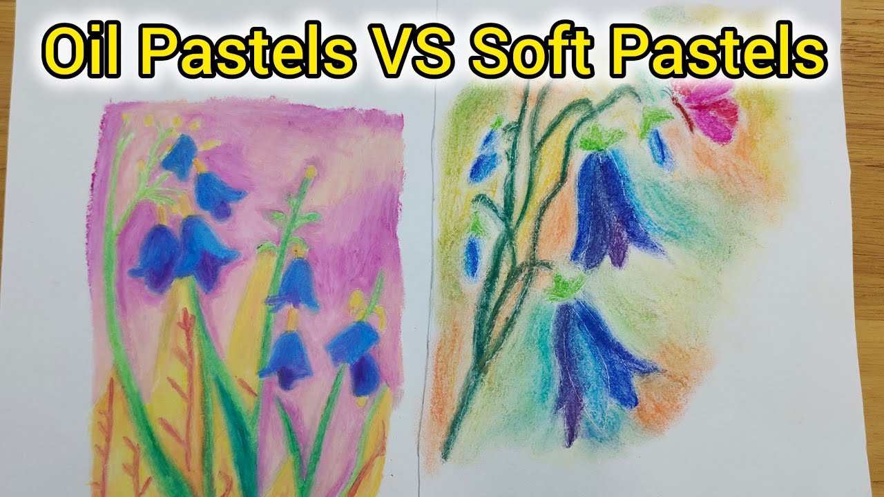 Bluebells Pastel Art Timelapse | Soft Pastels vs Oil Pastels | Flower Drawing 