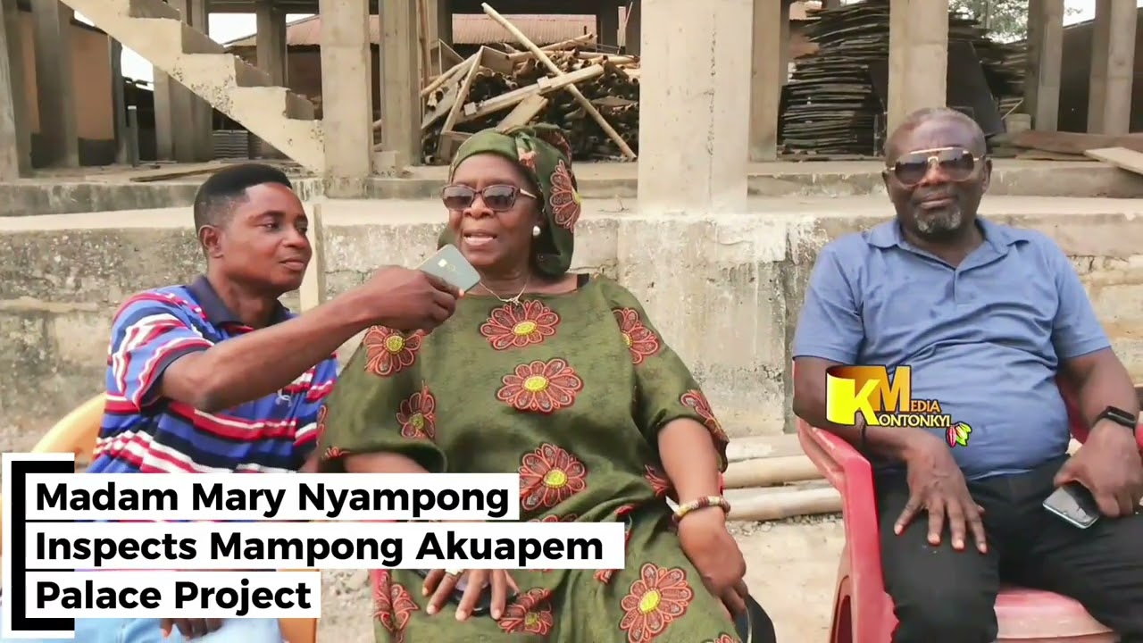 Madam Mary Nyampong checks in on the palace project. #thehillsgreatest #akuapem 