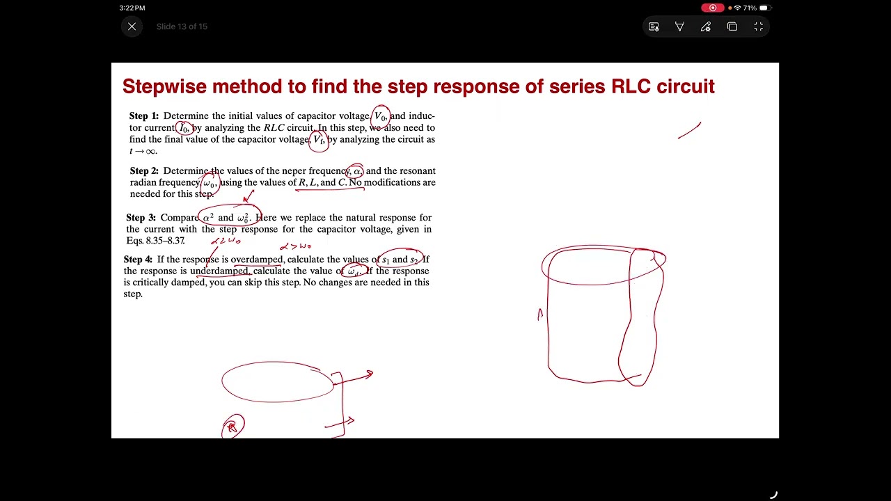 Lecture_8C: Circuit Problem and Expressions for Step Response of a Series RLC circuit