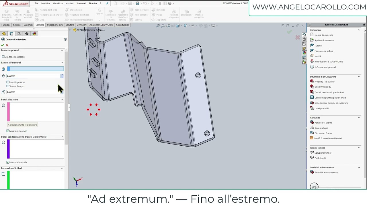 SolidWorks : trasformiamo un file step in una lamiera apribile.....dopo diversi tentativi ..FATTA !