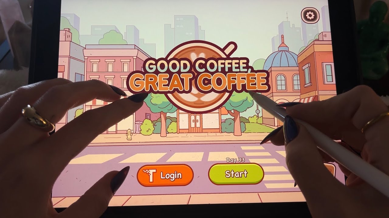 ASMR Whispered Let’s Play! Good Coffee, Great Coffee & Screen Taps ᵕ̈