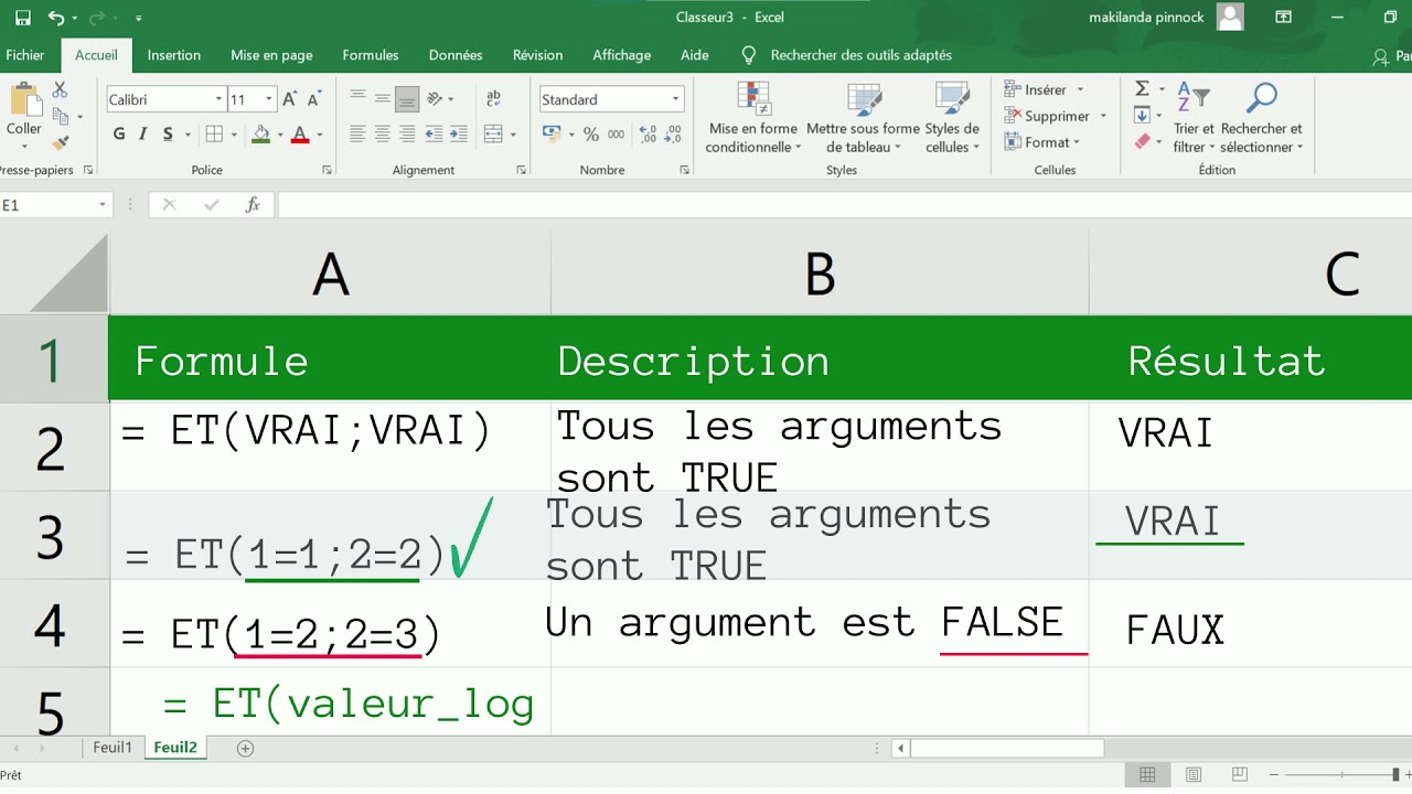 2HS TIC Les fonctions logiques avec Ms Excel
