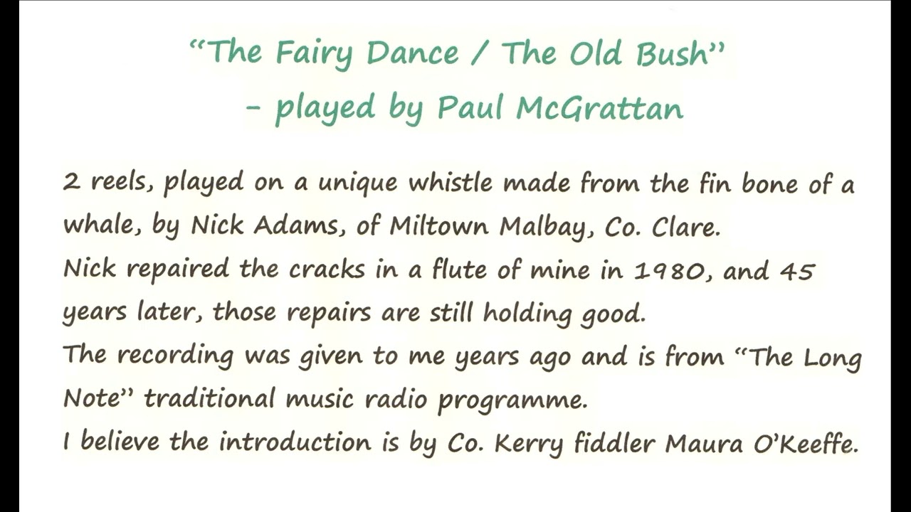 Paul McGrattan plays 2 reels on a whale bone whistle