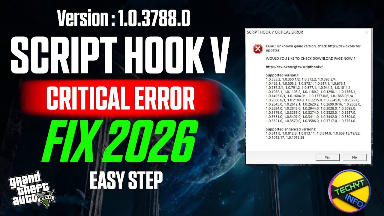 Script Hook V Critical Error Solved 2026 | GTA 5 Enhanced & Legacy PC Install Guide | Hindi!