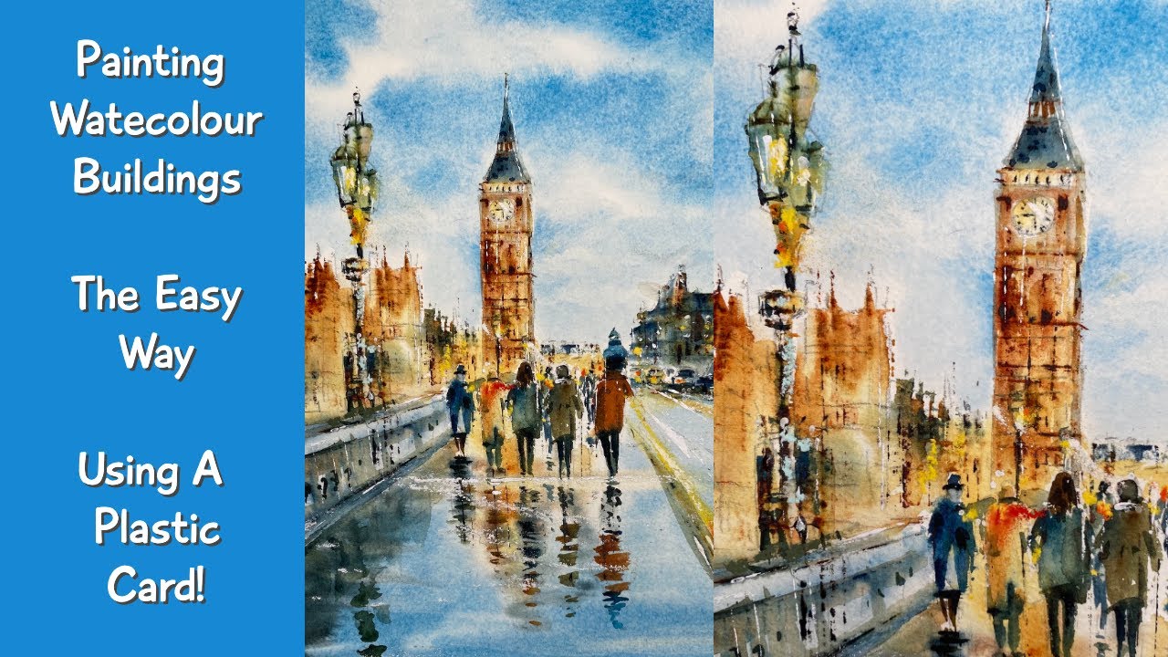 Painting Buildings The Easy Way In Watercolour Using A Card!