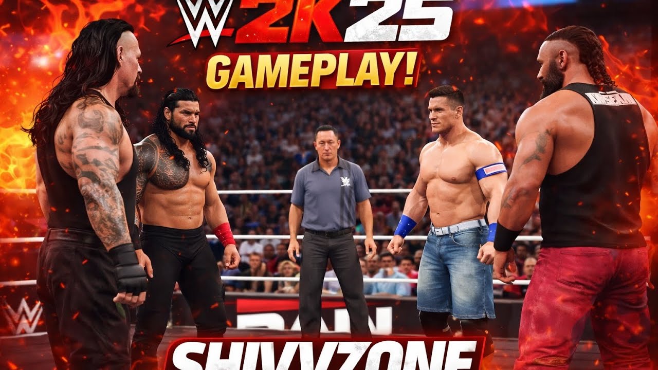 WWE 2K25 Fatal 4 Way Match 🔥 Undertaker vs Roman Reigns vs John Cena vs Braun Strowman | SHIVVZONE
