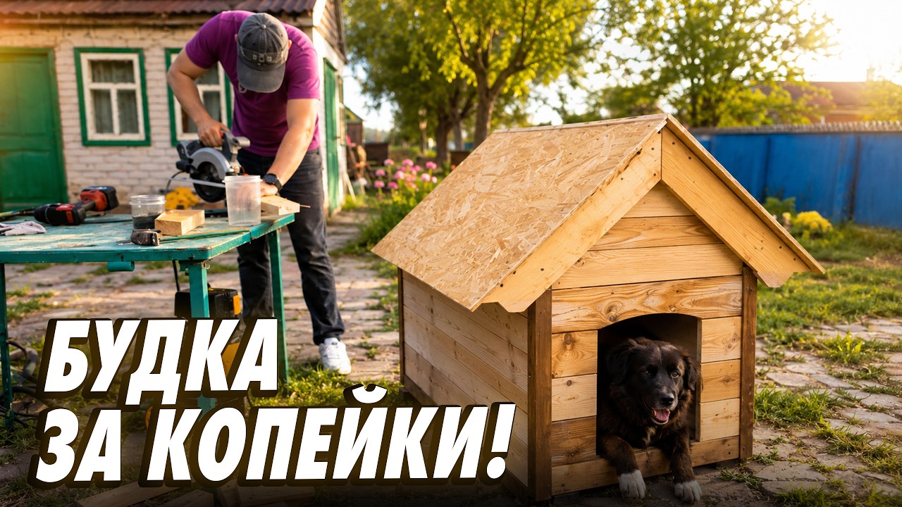 Сделал БУДКУ ДЛЯ СОБАКИ за копейки! Наконец-то выполнил обещание тёще