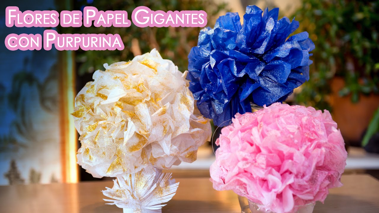 Flores de Papel con Glitter Gigantes para Centro Mesa o Decoracion