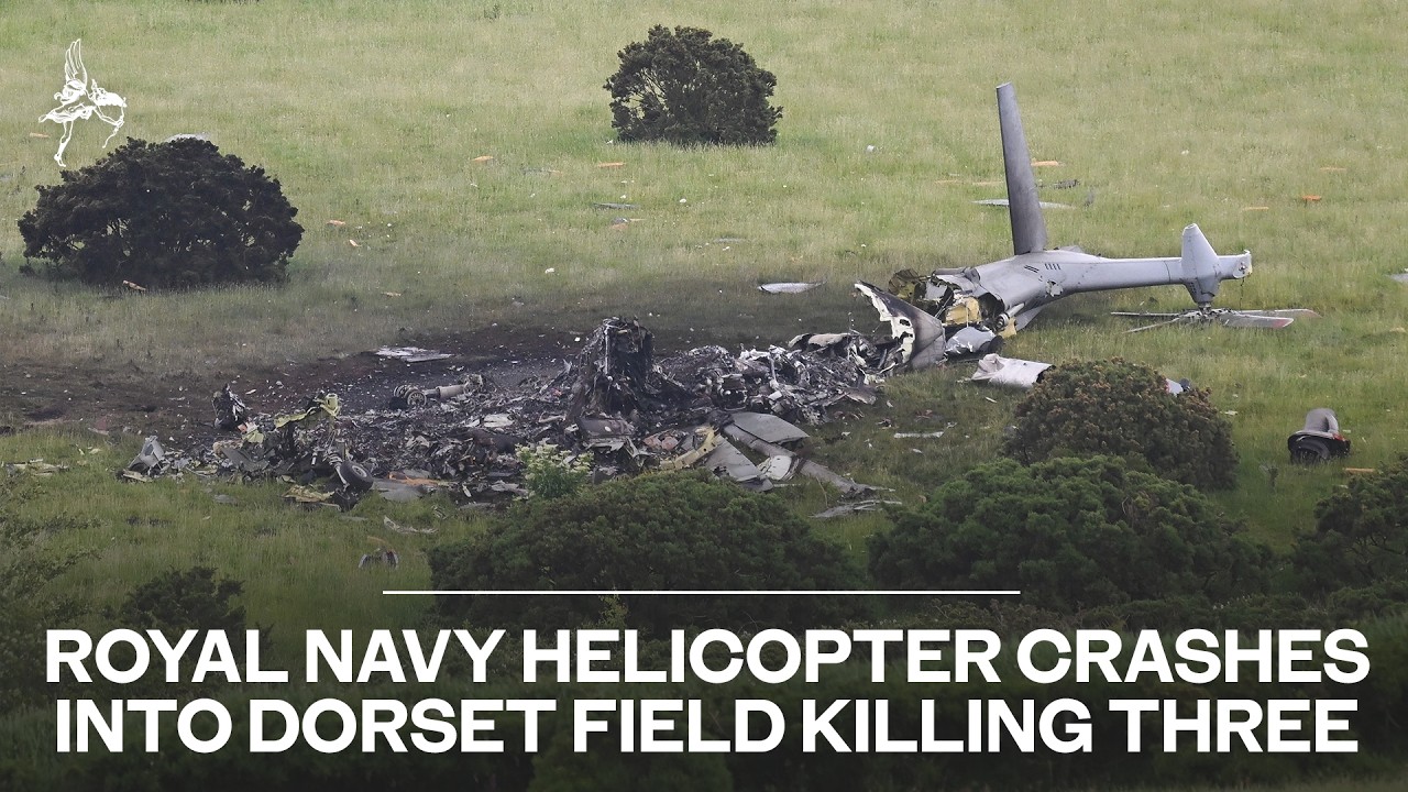 Royal Navy helicopter crashes into Devon field killing three