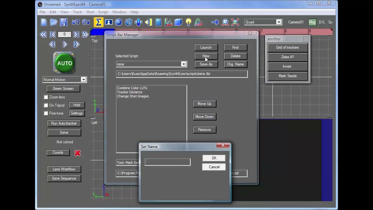 Creating and Using Script Bars in SynthEyes