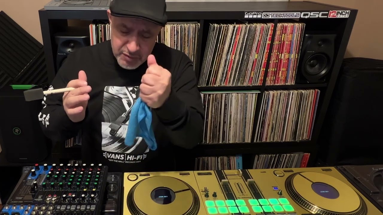 Easy way to clean the dust off from in between the knobs of DJ equipment.