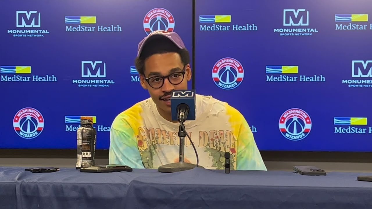 Kyle Kuzma and Jordan Poole after the Washington Wizards defeat the Memphis Grizzlies