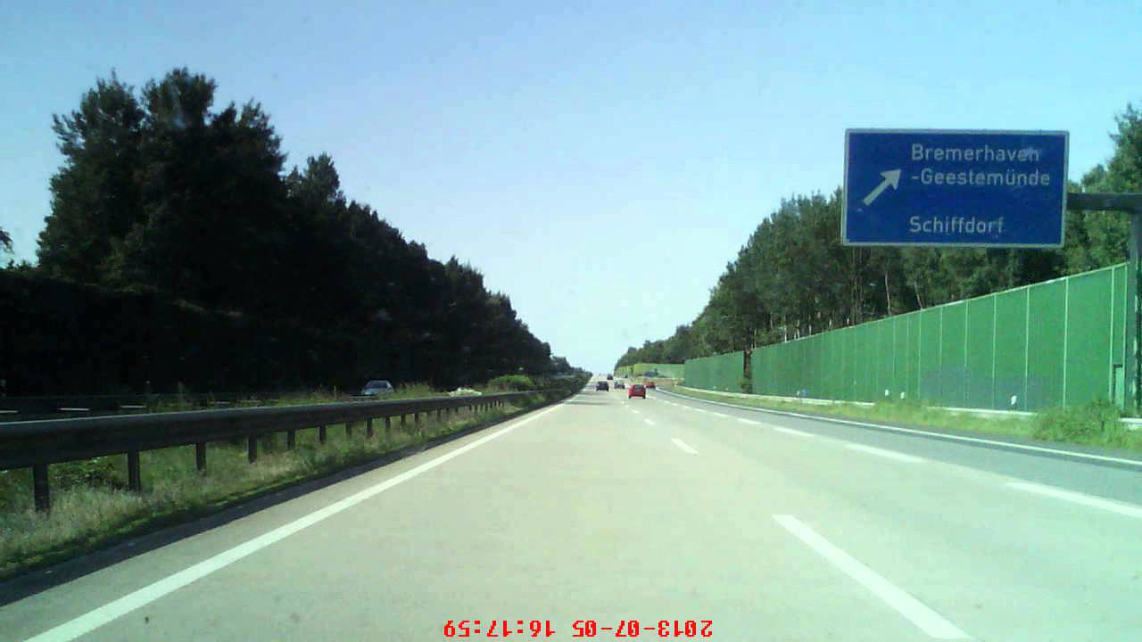 Autobahn 27 Bremen Richtung Bremerhaven (von Bremerhaven-Wulsdorf nach Bremerhaven-Zentrum)