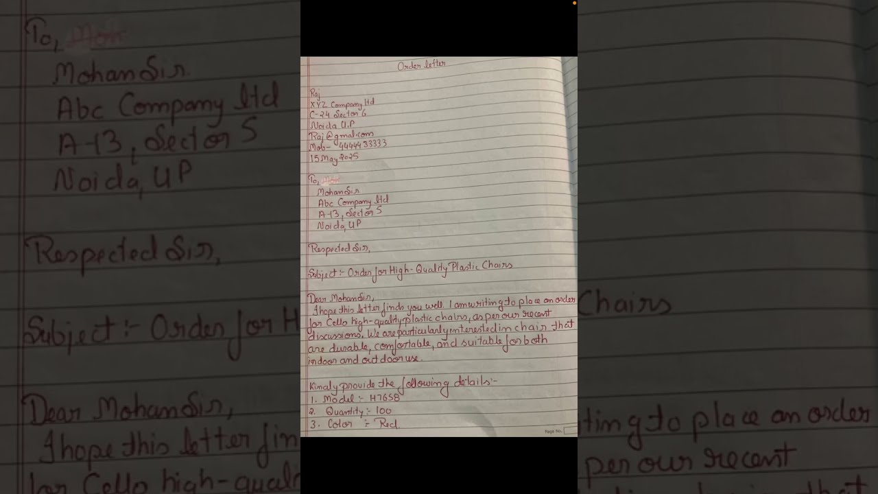 Order Letter | ISC Business Studies Class 12