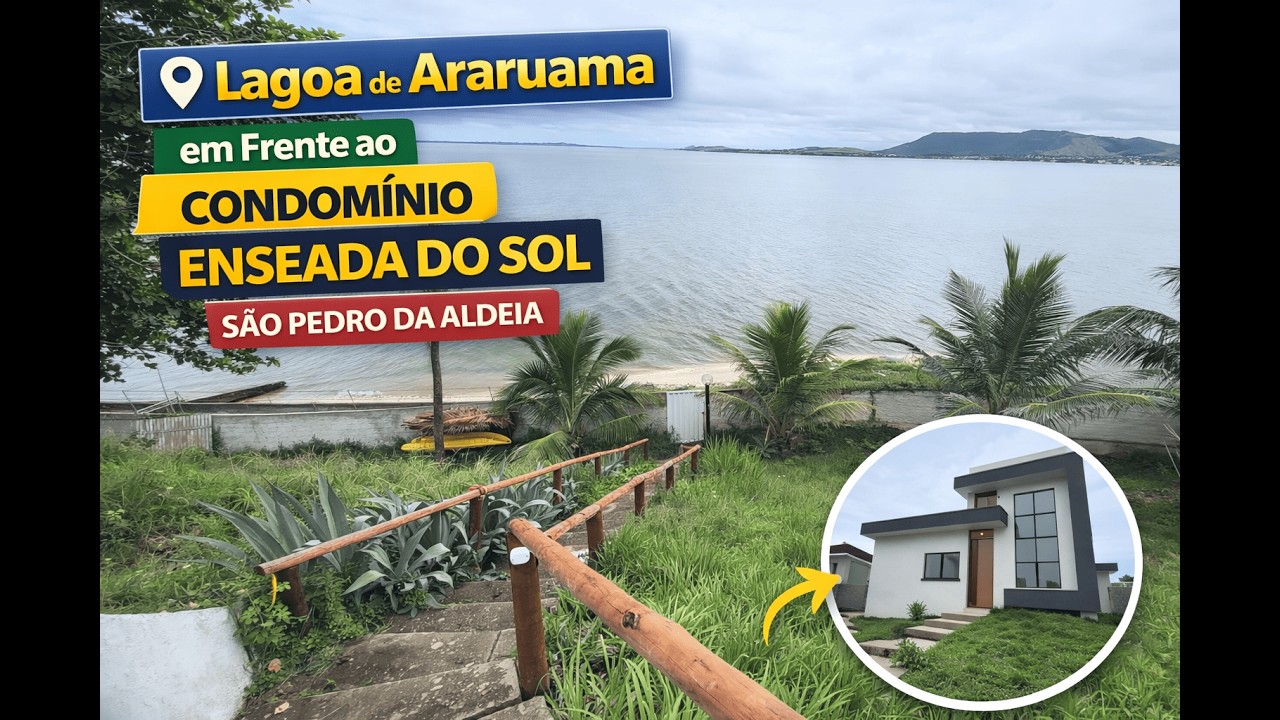 Mostrando a lagoa de Araruama em frente condomínio Enseada do Sol em São Pedro da Aldeia 