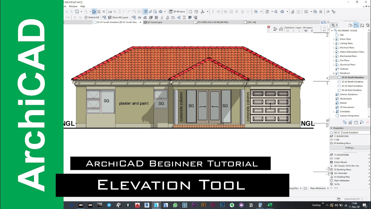 ArchiCAD Beginner Tutorial | Elevation Tool and Settings