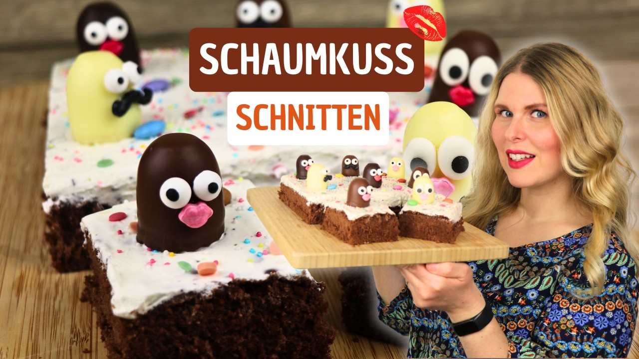 Schaumkuss-Schnitten Rezept 🥳 Faschingskuchen einfach & schnell 🥳 Süßes Party Dessert selber machen