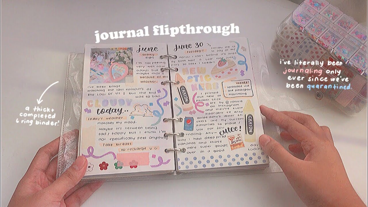 JOURNAL FLIPTHROUGH 🍭✨ a look into my *thicc* and completed 6 ring binder!