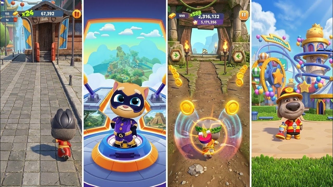 Talking Tom Gold Run,Talking Tom Hero Dash,Pet Runner,Running Pet (Android/iOS) Gameplay