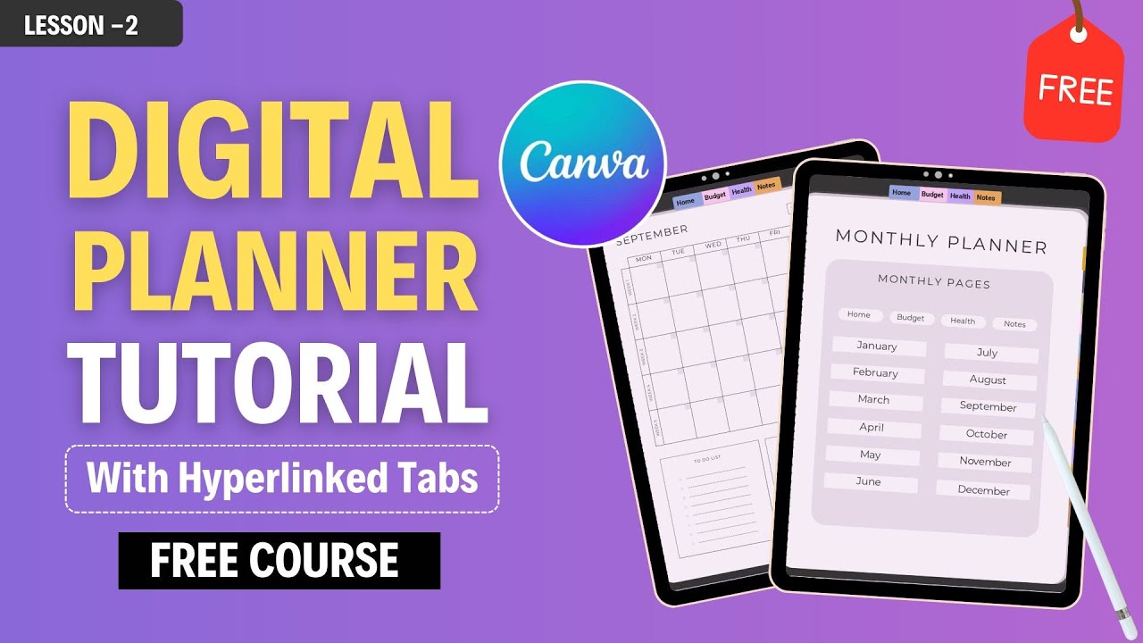 How to Create A Digital Planner In Canva Wth Hyperlink Tabs | Full Course - (Lesson 2)