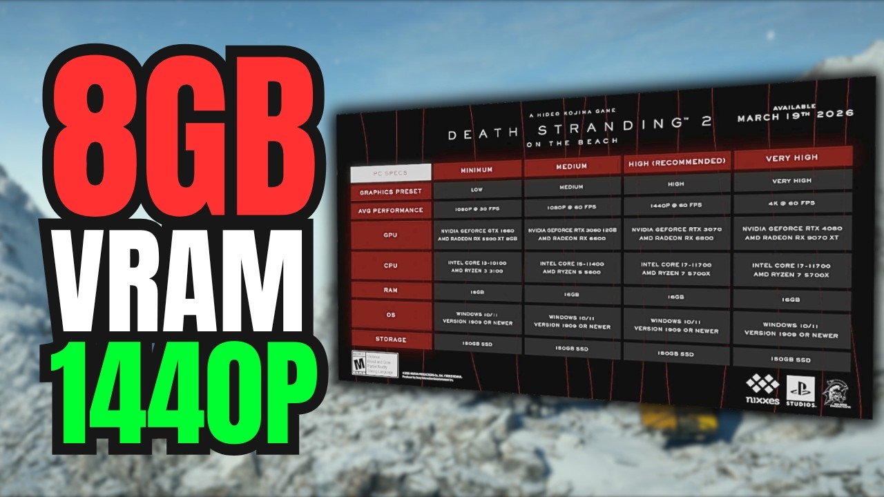 YA SALIERON los requisitos de Death Stranding 2 — ¿8GB para 1440p alcanzan?