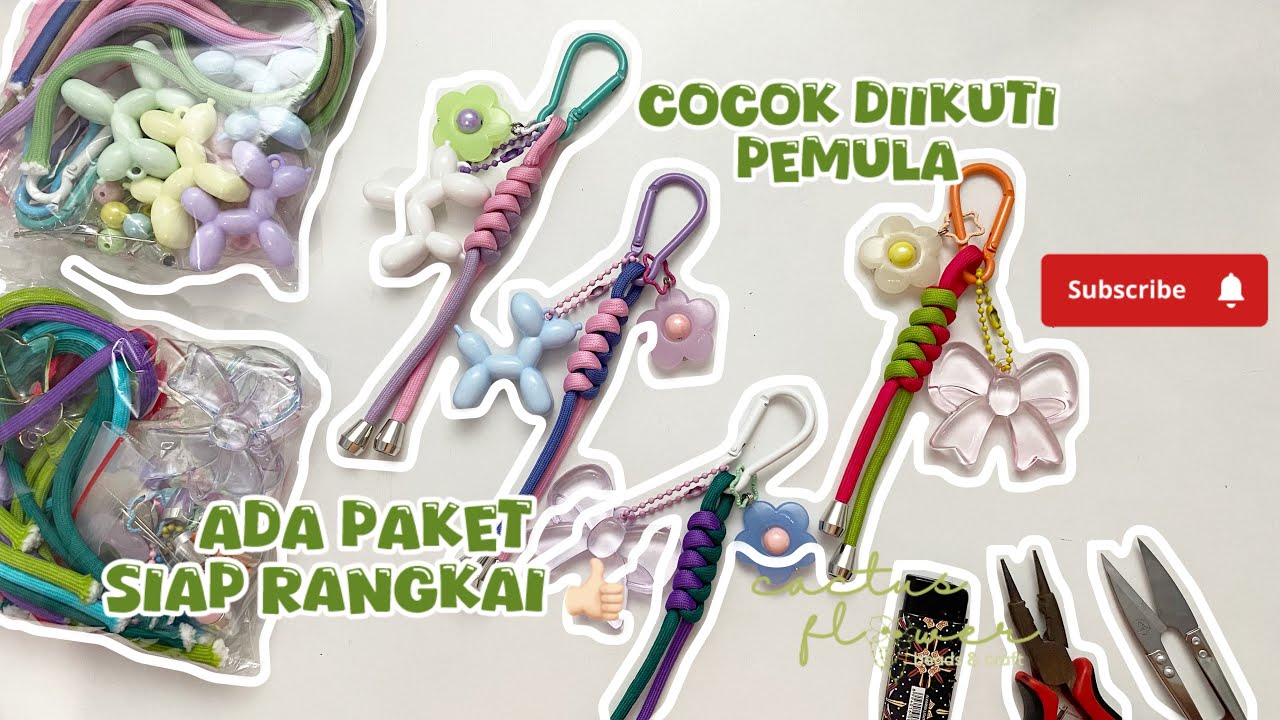 Tutorial Simpul 2 Warna Membuat Kreasi Bag Charms/Key Chain/Tumbler charms