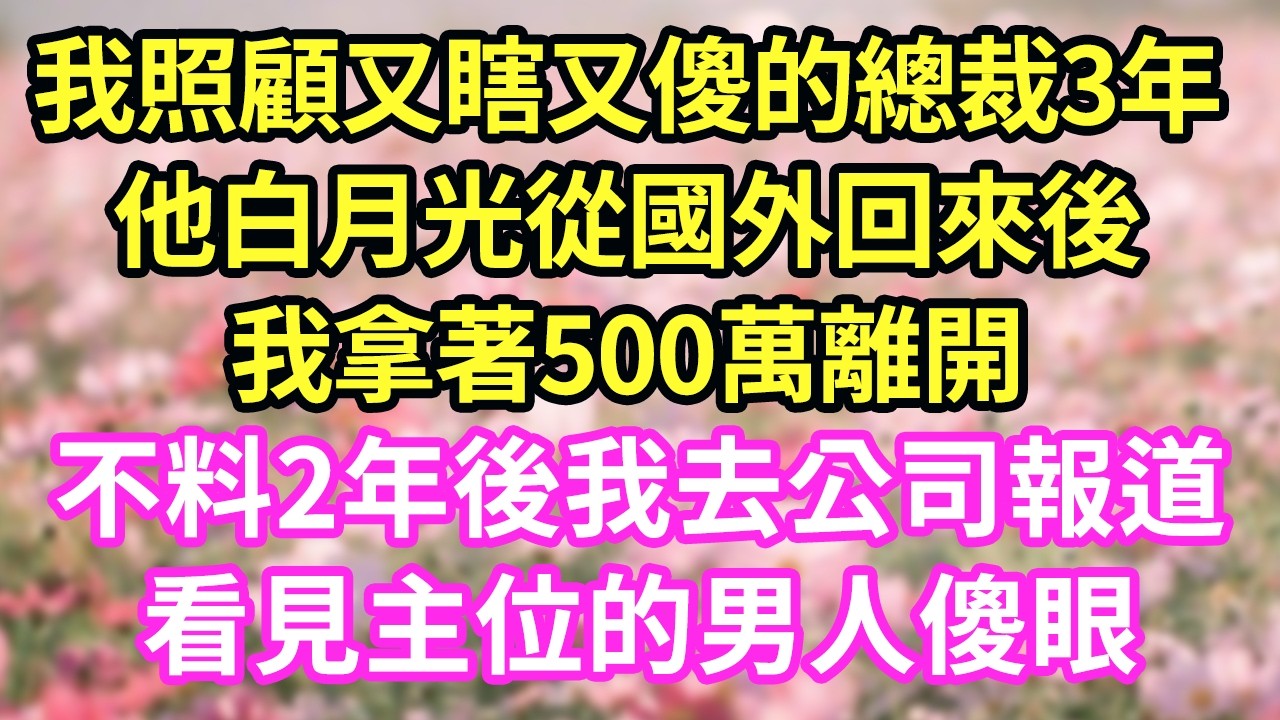 我照顧又瞎又傻的總裁3年他白月光從國外回來後我拿著500萬離開不料2年後我去公司報道看見主位的男人傻眼