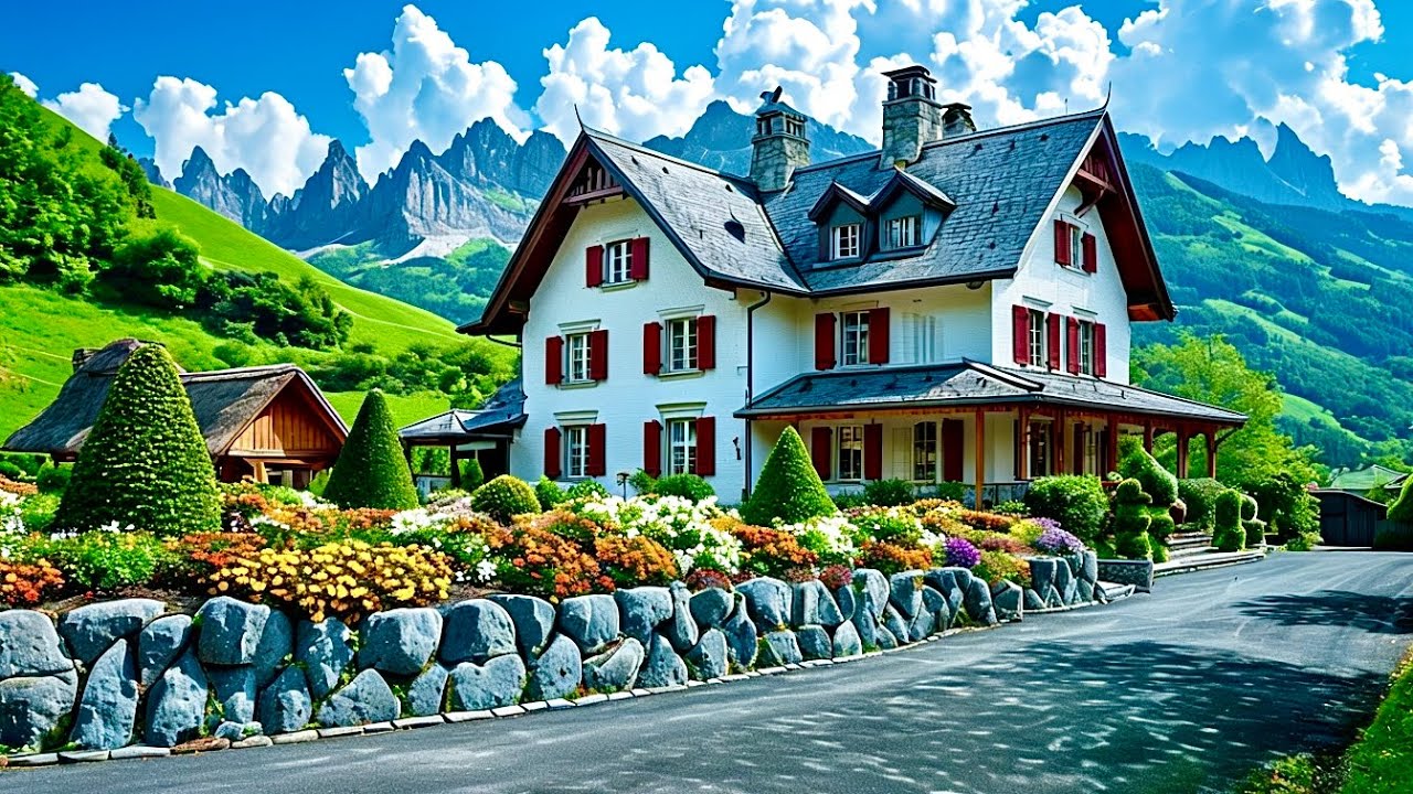 Swiss Village, Relaxing Road Trip in Switzerland , 4K