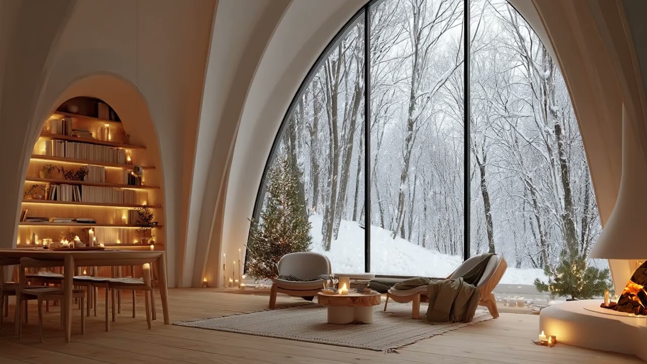 Warm Hearth with Blizzard Ambience  Fireplace ASMR Sounds for Peaceful Night Sleep