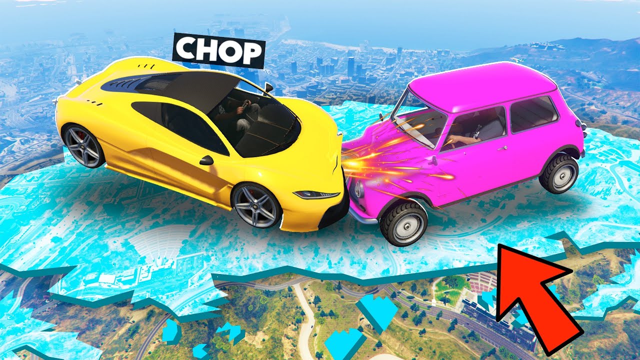 GTA 5 CHOP PUSHED ME INTO THE ICE WITH HIS CAR DERBY CHALLENGE