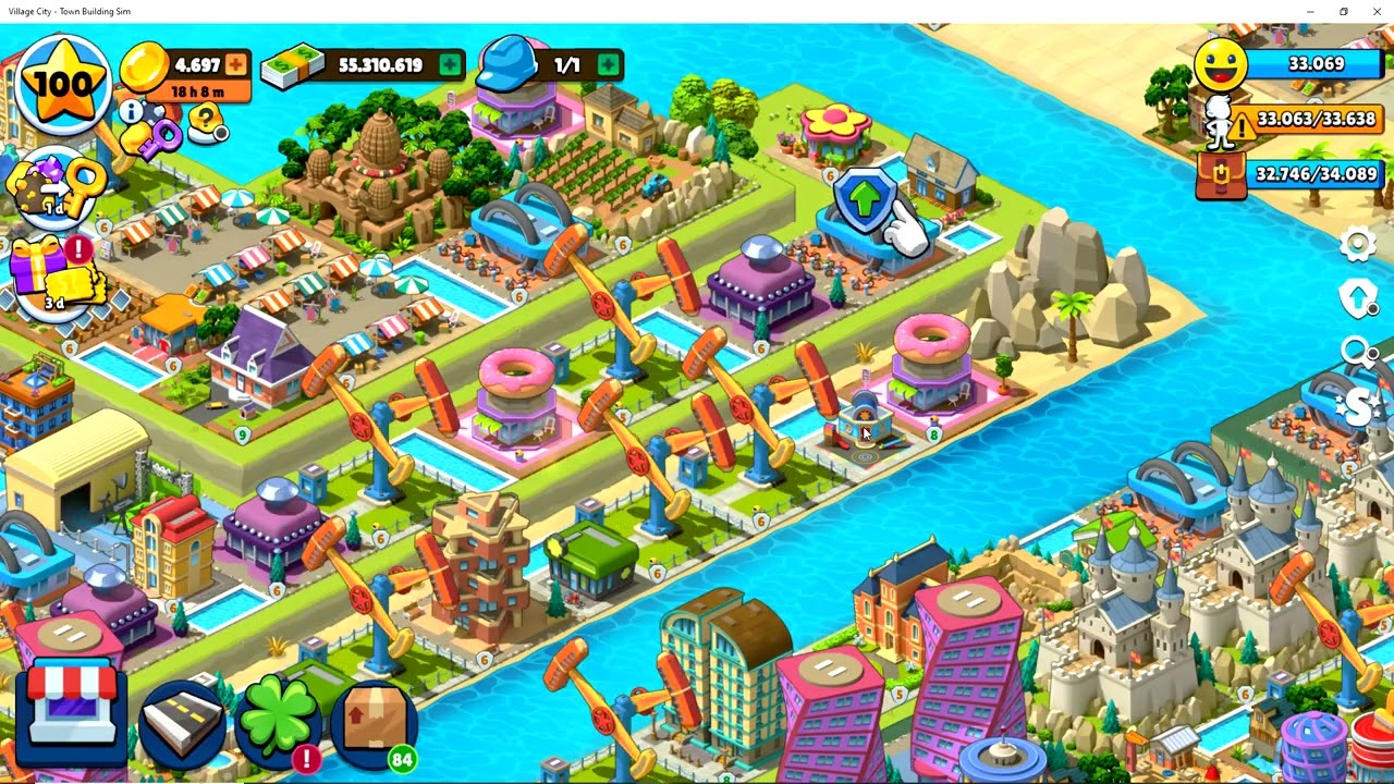 VILLAGE CITY: TOWN BUILDING SIM (DIA 486) LV 100 (MAX)