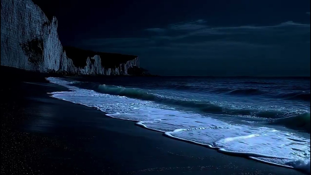 Deep Sleep Ocean Waves 🌊 Night Beach Ambience for Insomnia Relief, No Music