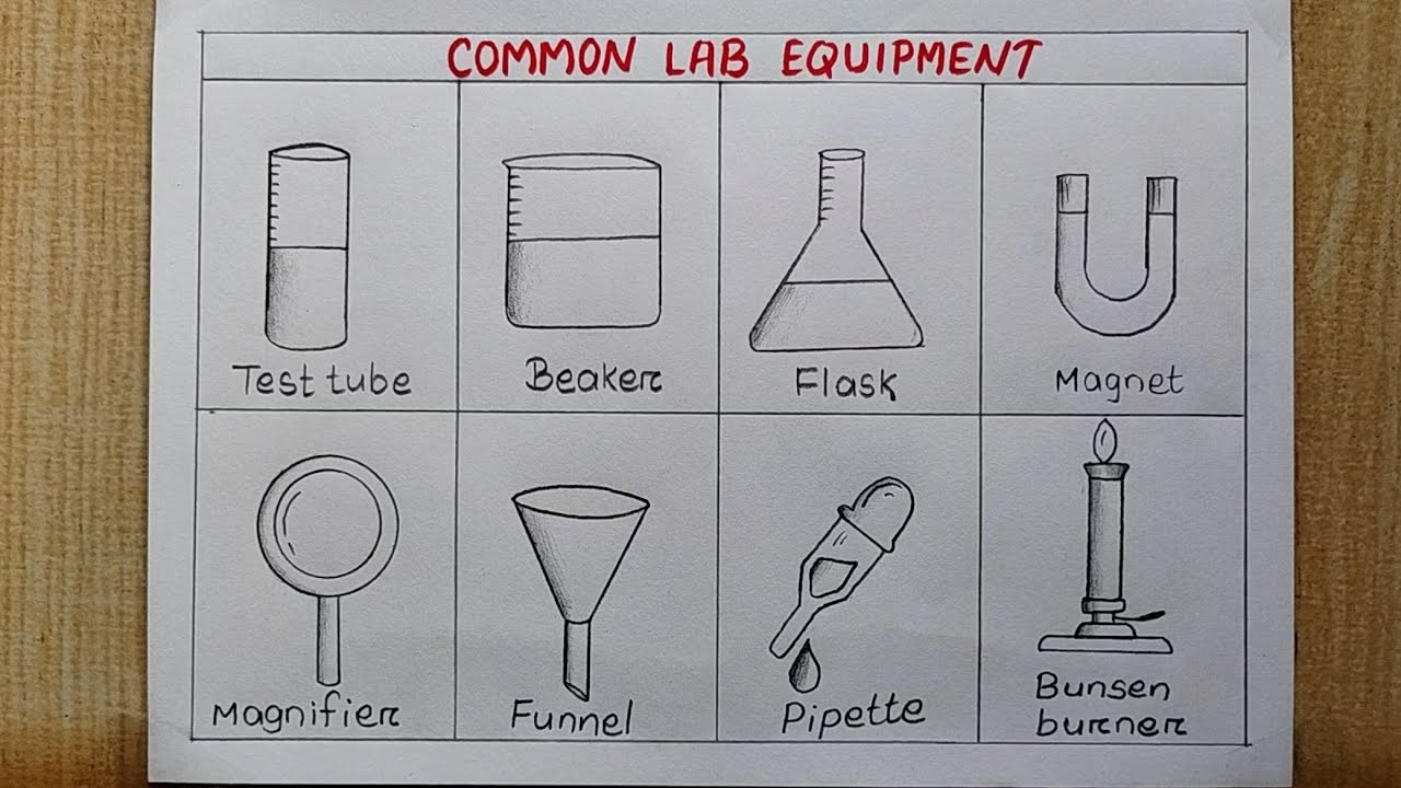 Science Day Special drawing easy| Scientific Equipment Poster| Common lab equipment| Pencil drawing