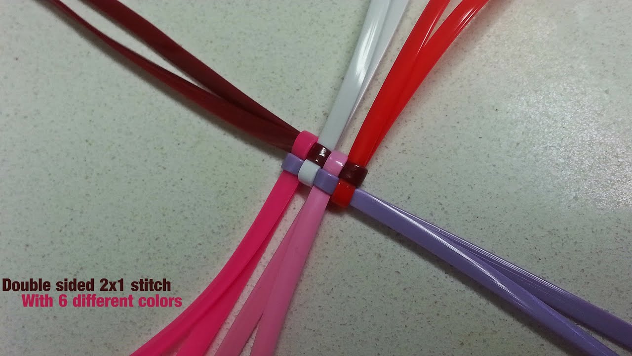 How to Start a 2X1 Double Sided Stitch With 6 Different colors -Lanyard